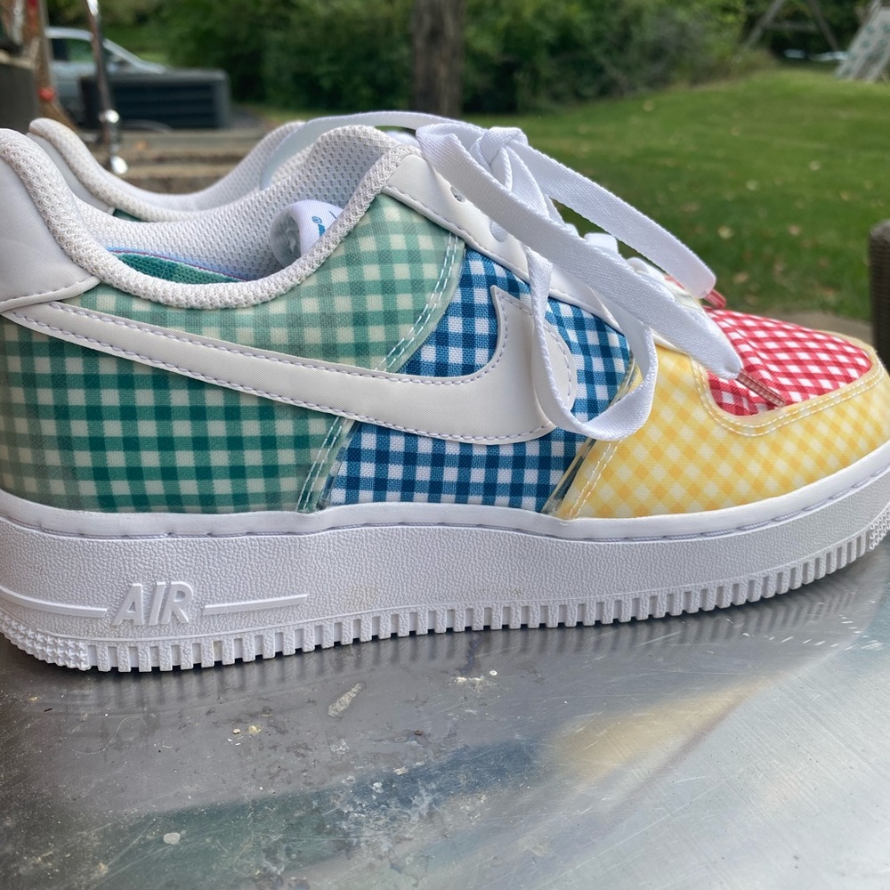 Women’s Nike Air Force One multi-color gingham check size 7.5